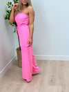 Jet Set Strapless Jumpsuit - Neon Pink -FINAL SALE