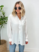 First Class Button Front Blouse - White