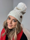 Pearl Embellished Pom Beanie - 2 Colors