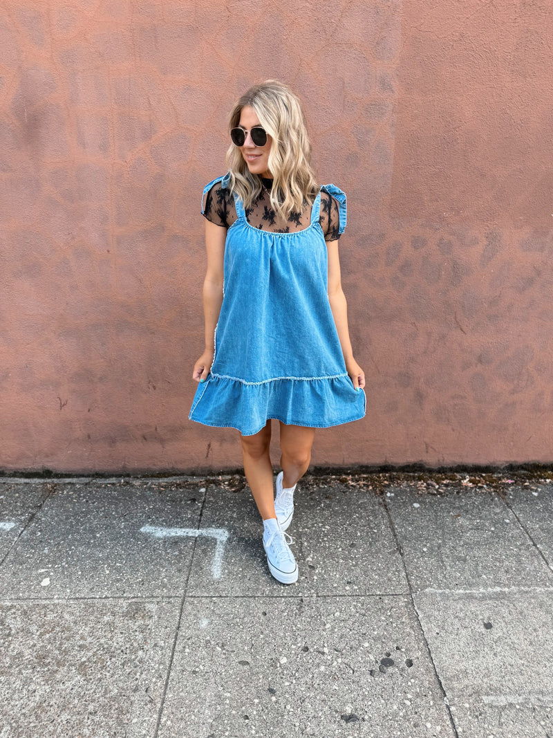 Always Ready Denim Mini Dress - FINAL SALE