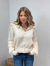 Ciao Zip Front Cable Knit Sweater - Ivory