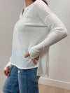 Easy Going Waffle Knit Henley - White