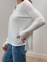 Easy Going Waffle Knit Henley - White