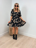 Dinner Date Floral Mini Dress - Black