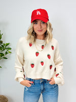 Strawberry Shortcake Cropped Sweater - Ivory
