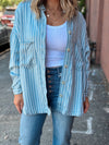 So Chic Striped Denim Shacket - FINAL SALE