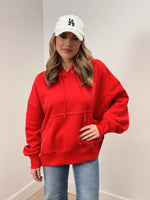 Oversized Fleece Hoodie - Red