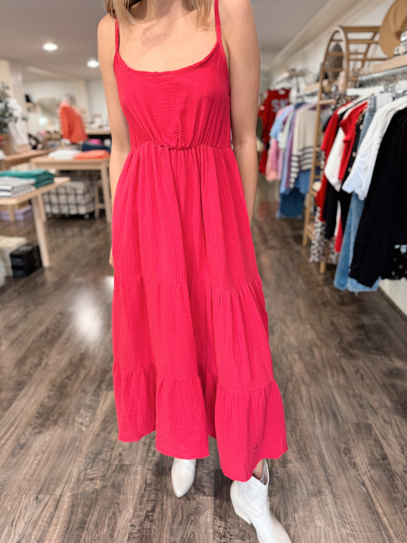 First Love Cotton Dress - Fuschia