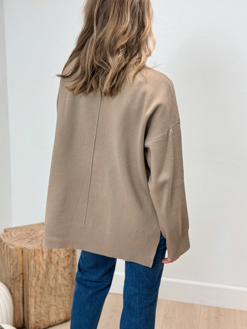 Natalia Mock Neck Sweater - Mocha