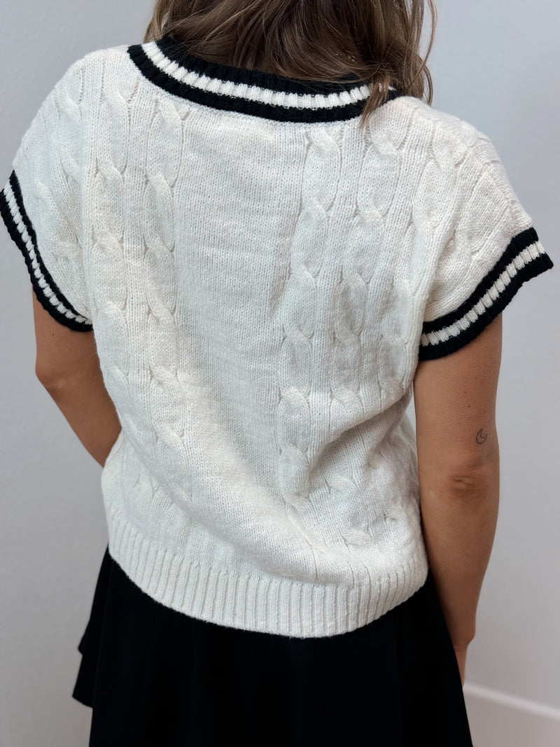 Cheer Squad Cableknit Sweater Vest - Cream