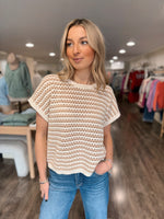 The Extra Mile Stripe Crochet Knit Top - Khaki