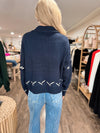 Zip Front Ski Sweater - Navy