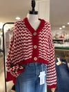 VIntage Chunky Knit Cardigan - Red