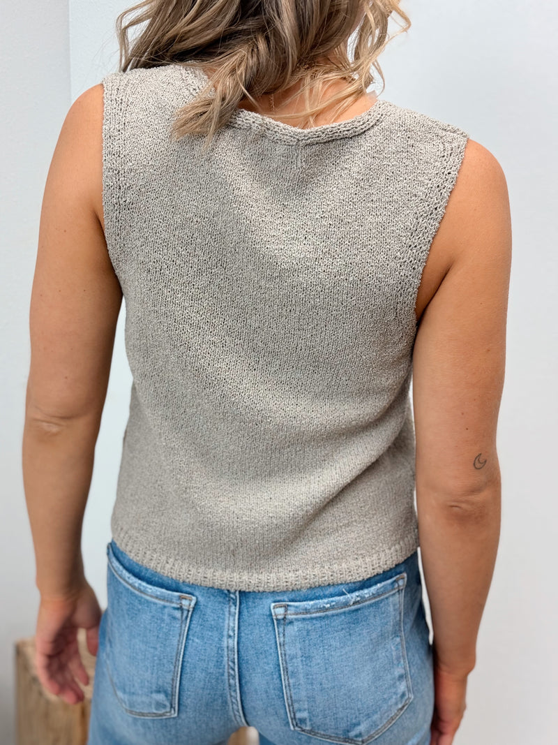 Hook and Eye Knit Sweater Vest - Mocha