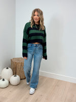 Honor Roll Striped Sweater - Navy/Green - FINAL SALE