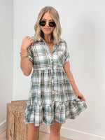 Campus Cutie Flannel Dress - Sage