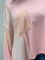 Free Flow Waffle Knit Blouse - Pink