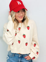 Strawberry Shortcake Cropped Sweater - Ivory