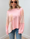 Free Flow Waffle Knit Blouse - Pink