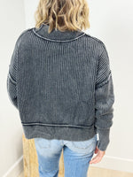 Washed Ribbed Knit Cotton Sweater - 3 Colors