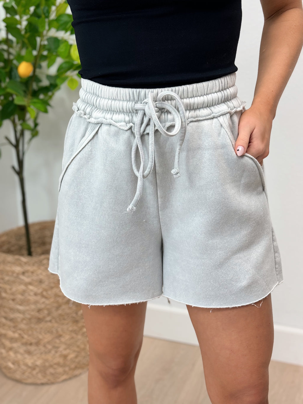 Casually Cute Fleece Shorts - Cement