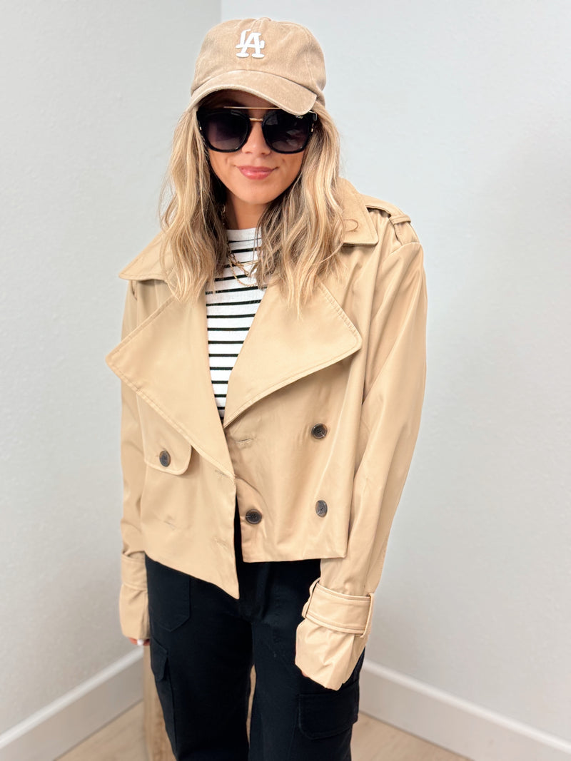 Passing Grade Cropped Trench - Khaki