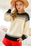 Fair Isle Crewneck Sweater - Black/Ivory