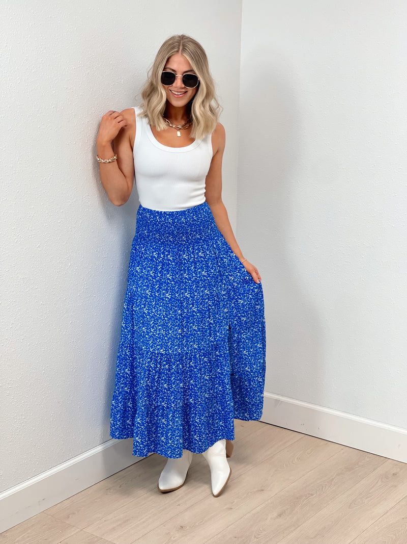 Miranda Floral Maxi Skirt - Blue