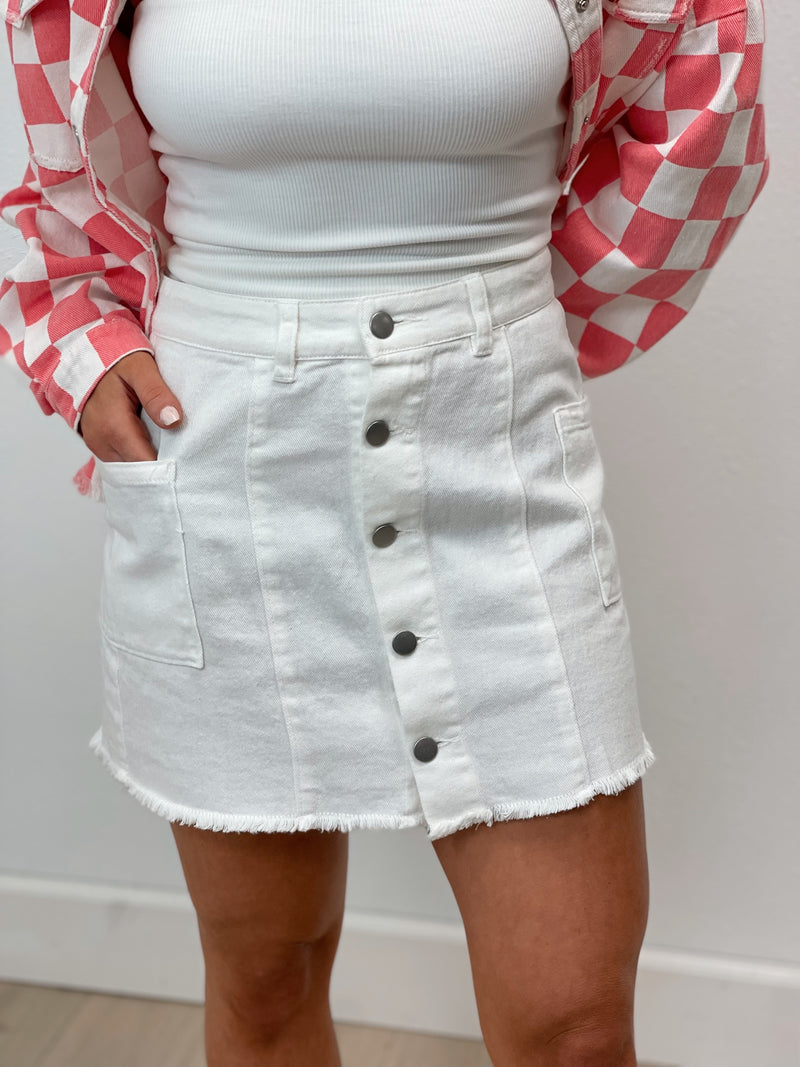 Effortless Denim Skirt - White -FINAL SALE