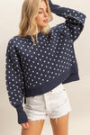 Spot On Patterned Sweater - Navy