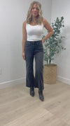 Jackie Wide Leg Cropped Jean - Washed Black