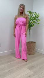 Jet Set Strapless Jumpsuit - Neon Pink -FINAL SALE