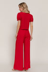 Textured Wide Leg Pant - Red