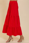 Boho Tiered Maxi Skirt - Red