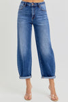 Savannah Crop Barrel Jean - Dark