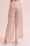 Razzle Dazzle Fringe Sequin Pants - Champagne