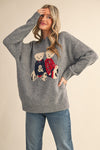 Teddy Bear Crewneck Sweater - H. Grey