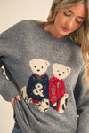 Teddy Bear Crewneck Sweater - H. Grey