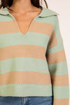 Collared Stripe Knit Sweater - 2 Colors