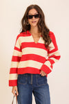 Collared Stripe Knit Sweater - 2 Colors