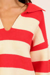 Collared Stripe Knit Sweater - 2 Colors