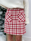 North Pole Tweed Skirt - Red - FINAL SALE