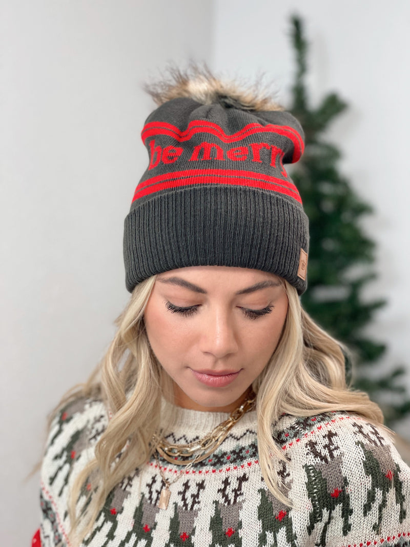 Cabin Beanie - Be Merry FINAL SALE